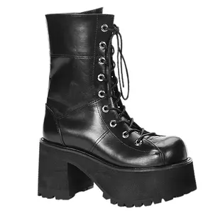 Demonia Women's Ranger-301 Black Vegan Leather Knee-high Boots