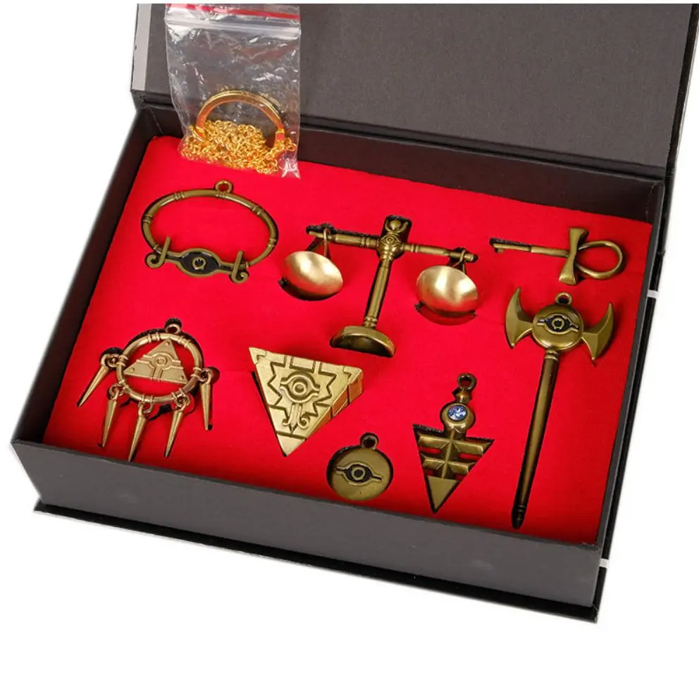 Yu-Gi-Oh Millennium Blocks Seven Magic Weapons Complete Set of 8 Keychains Necklaces Small Accessories Pendants and Model Charms enthusiast anime cosplay jewelry cute jewelry gift