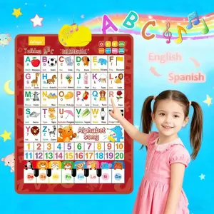 Bilingual Talking ABC Chart for Kids | English & Spanish Wall Poster – Learn Letters, Words & Sounds (Ages 1–5) Kindergarten Preschool early education toy Teaching Aids Learning Tools Language Classroom wall chart alphabet number christmas new year