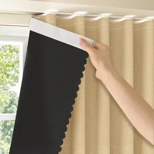 Self Adhesive Portable Curtains Simple and Easy to install Bedroom Window Thermal Lnsulated Kitchen Room Darkening Black Small Drapes No Rod Needed Easy to Hang Curtains, Use for  Bedroom, Living Room, Dining Room, Kitchen, beautiful Home Office, 1-Pack