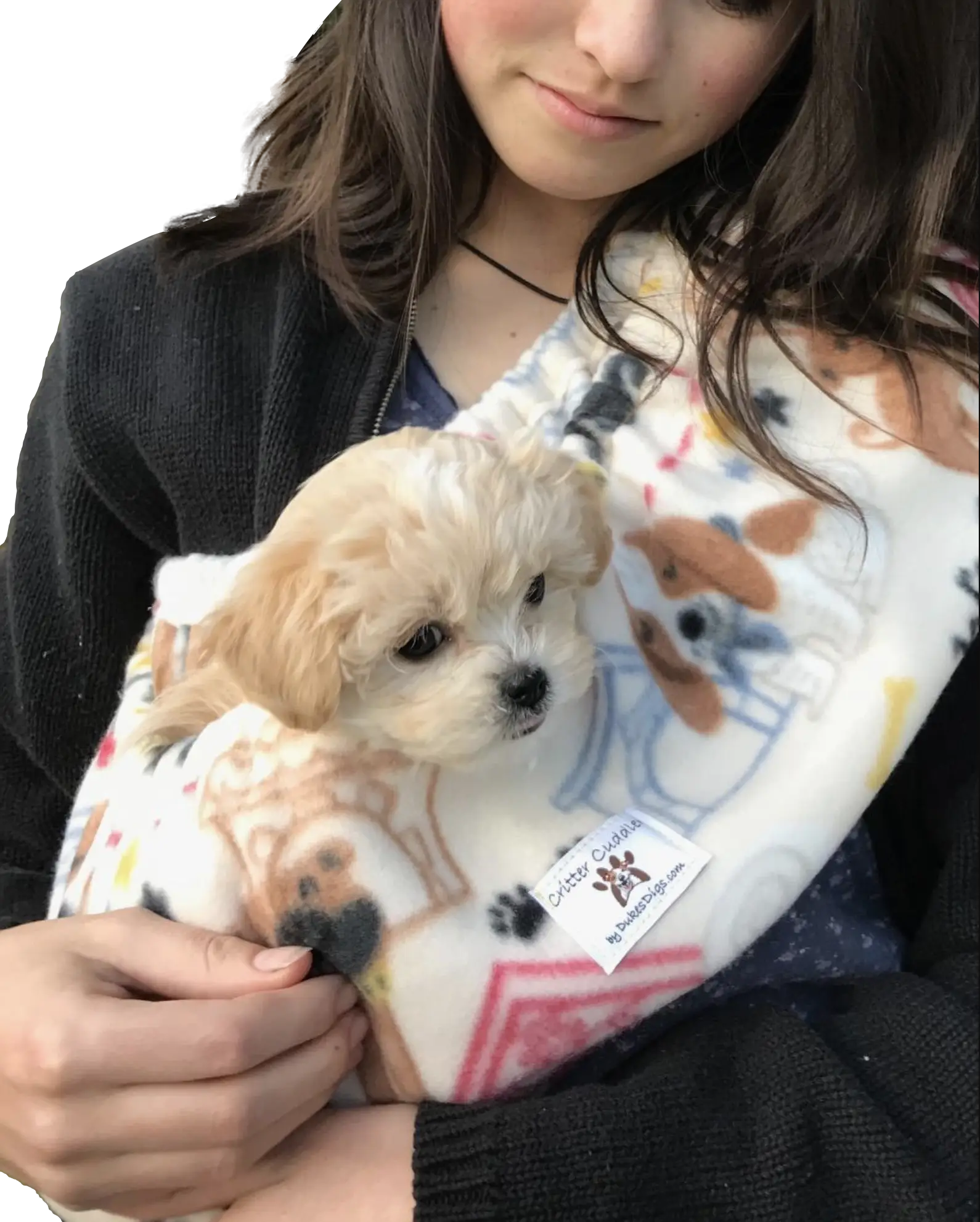 Duke's Digs Original Critter Cuddler-Small Animal WFH Bonding Sling-Handsfree Carrier Pouch for Small Dog Cat Hedgehog Puppy Guinea Pig-Handmade in US