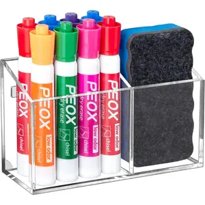 Magnetic Dry Erase Marker Holder For Whiteboard, Non-slip Acrylic Magnet Pen Holder For Fridge & Refrigerator, Locker Organizer For Work, Locker Accessories, Pencil Cup For Desk, Marker Organizer