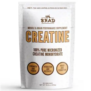 B.rad 100% Pure Micronized Creatine | No Additives | Supports Muscle, Recovery & Brain Health | 300g, 60 Servings