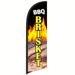 BBQ  Brisket Feather Flag Banner for Outdoor Advertising, 8.2FT Swooper Flag Sign, Single-Sided Polyester Business Flag for Storefronts, Shops, Restaurants, Events – Durable, Fade-Resistant, Easy to Display (Pole Not Included)