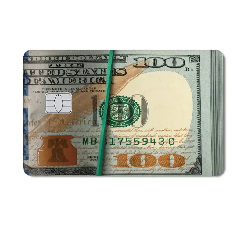 100 Dollar Credit Card Skin, Money Stack Debit Card Sticker Cover, Waterproof Vinyl Wrap