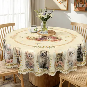 【SummerVibes】【summerwins】EIKIONE Cute Animal Pattern Table Cover Machine Washable Polyester Tablecloth for Family Parties Easy Care Reusable Indoor Outdoor Wrinkle Free Great for Parties Catering Events and Animal Themed Displays