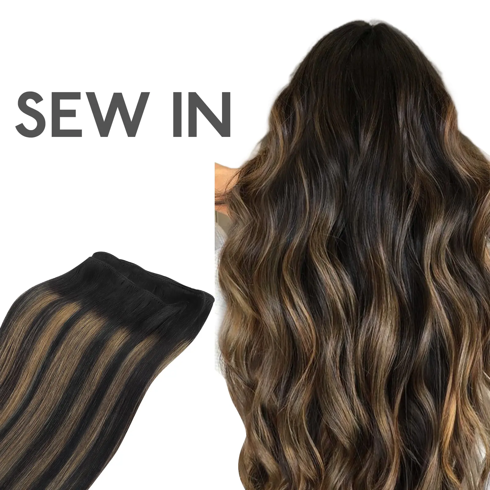 #1B/6/1B Balayage Natural Black to Chestnut Brown