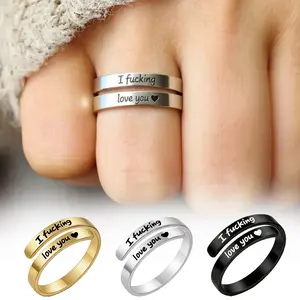 I Fvcking Love You Ring, Open Adjustable Stainless Steel Tarnish-Free One Size Fits All Gift for Significant Others Wife Girlfriend
