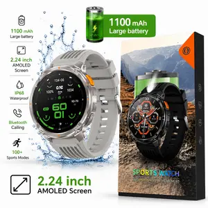 Rugged Smart Watch GPS Compass 1100mAh Bluetooth Call IP69K Waterproof Fitness For Men and Women