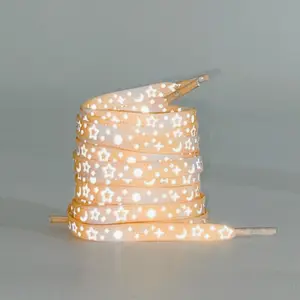 Glow in The Dark Shoe Laces Reflective Star Pattern 120CM 42.24IN Length for AF1 Sneakers Basketball Shoes Synthetic Material