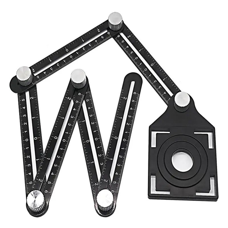 Multifunctional Opening Locator, 1 Count 6-fold Ruler, Universal Ruler with Tile Positioning Aperture, Hand Measuring Tool for Home & Office