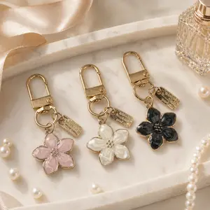 Pink Sakura Flower Keychain Charm, Elegant Floral Bag Charm for Purse, Backpack & Car Keys