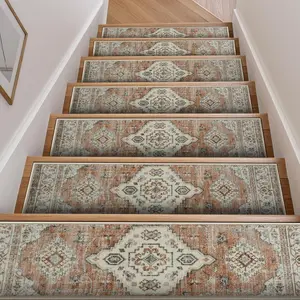 Stair Treads Non-Slip Carpet Stair Treads for Wooden Steps Indoor 15 count 30"x8" Soft Washable Stairway Edging Stair Runner Stair Mats Staircase Step Treads for  Pets Elders, Beige