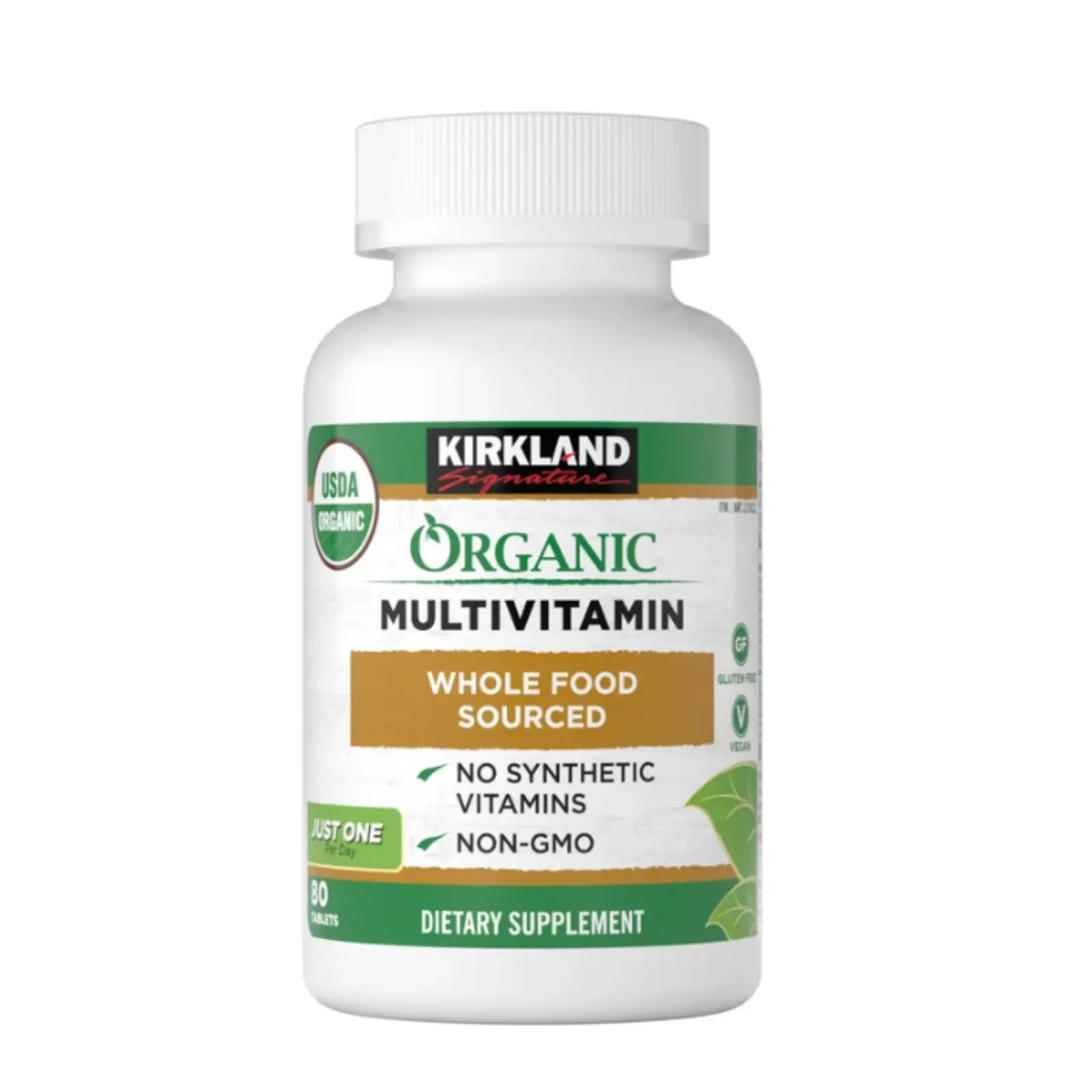 Kirkland Signature USDA Organic Multivitamin Tablets - 80 Coated, Whole Food Sourced, Non-GMO Healthcare Dietary Supplement with No Synthetic Vitamins