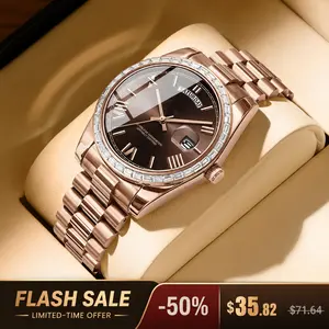 Men’s Luxury Business All-Metal Masculine Multi-Function Quartz Watch - Crystal Bezel Sparkling Design, Stainless Steel Bracelet, Classic Day-Date Function, Elegant High-End Gift for Men’s Accessories DealsForYouDays, All-Metal Quartz Watches