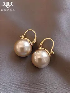 1pair Simple And Fashionable Vintage French Style Faux Pearl Detail Elegant Personality Women's Earrings
