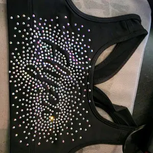 Cheer Practice Top with Rhinestones and Black Color
