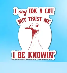 I Say IDK A Lot But Trust Me I Be Knowing Vinyl Sticker - Silly Goose Decal,Laptop Water Bottle Decal Sticker