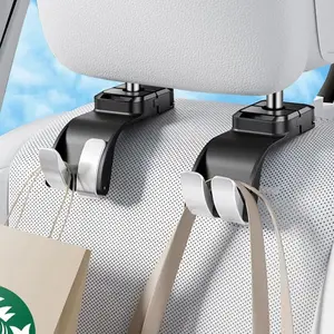 Adjustable Car Headrest Hook, Multi-Function Seat Back Organizer with Anti-Slip Phone Holder, Handbag Hanger, Storage Solution for Car SUV, Essential for Long Trips.