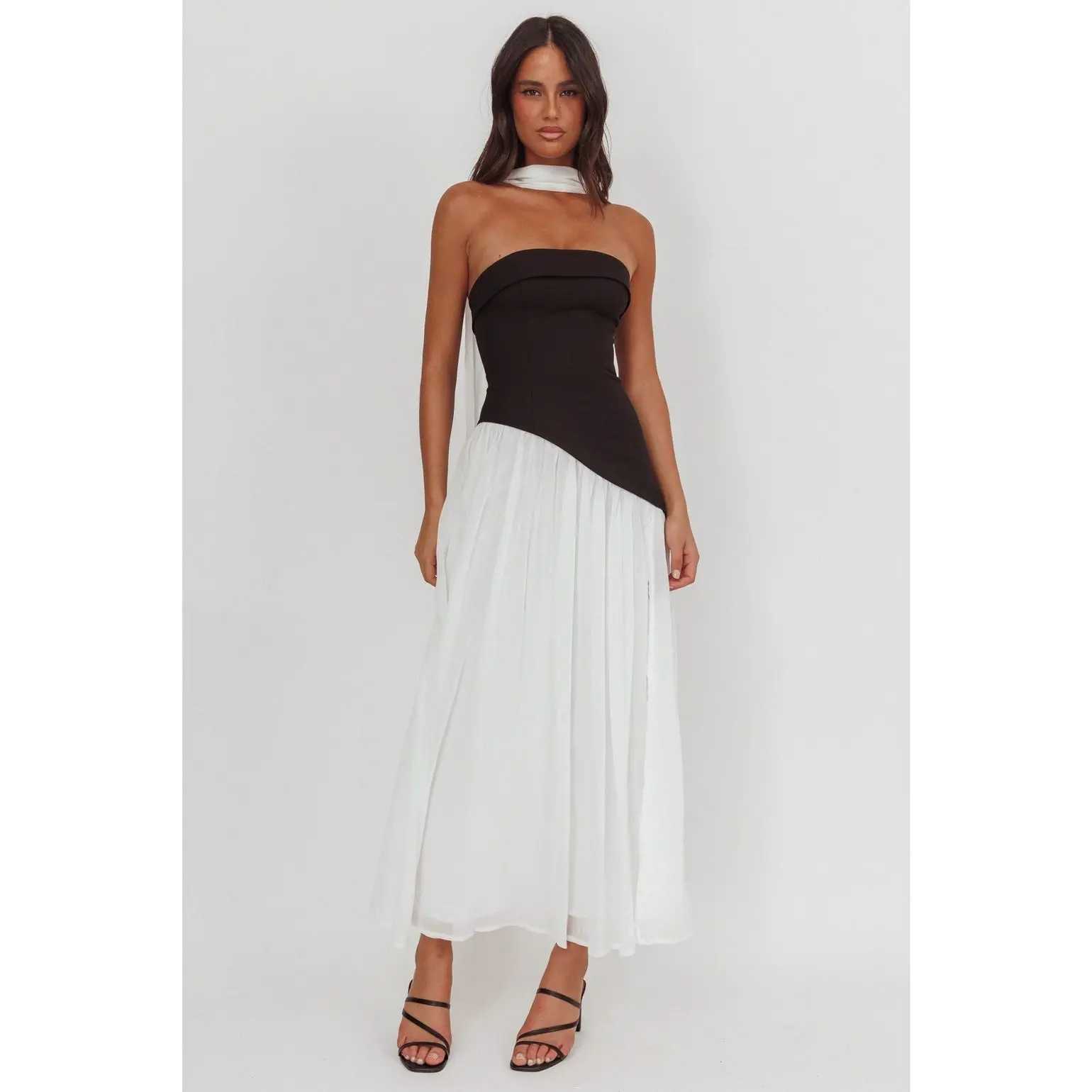 Camilla Strapless Bandeau Contrast Maxi Dress