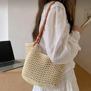 Woven Beach Bag Versatile Shoulder Bag,New Arrival Women Tote Bag,Everyday bag,School Bookbag, Portable Foldable Business Casual Bag Perfect for Beach Vacation,Suitable for Teens,Girls,Women,Commuting School
