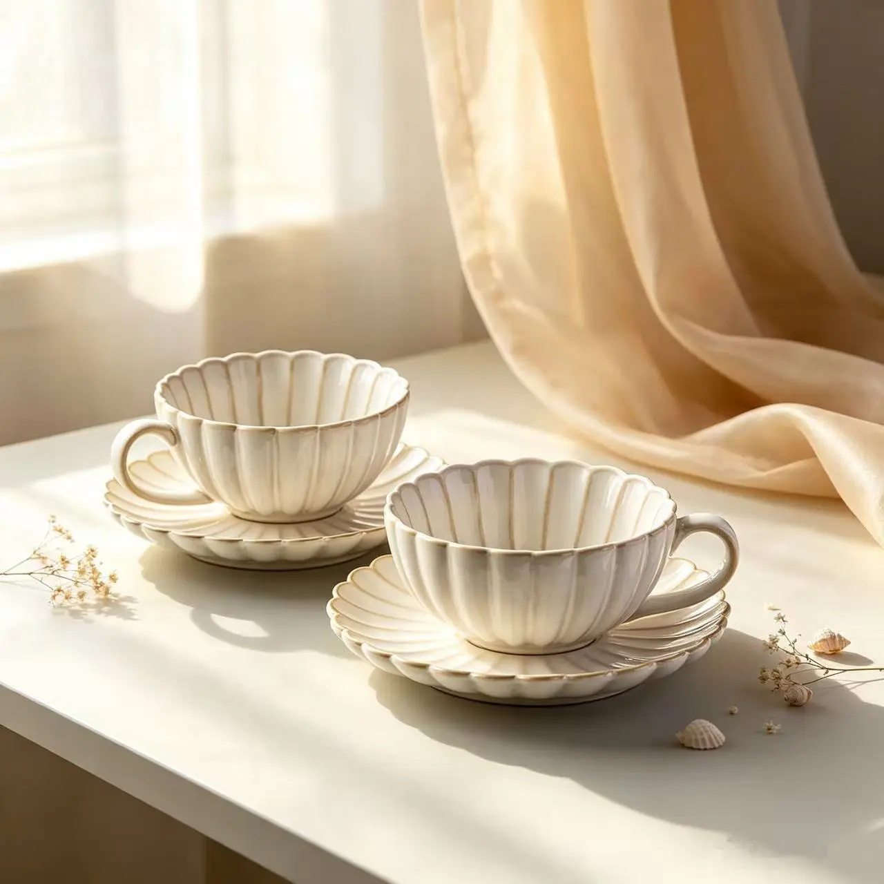 Elegant Japanese Ceramic Coffee Cup and Saucer Set with Kiln-Glazed Retro Chrysanthemum Design for Tea & Coffee