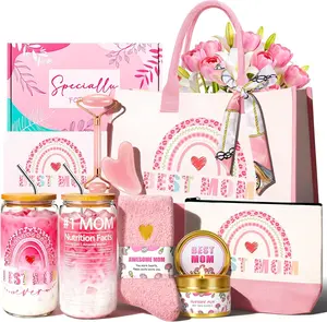Gifts for Mom Women Unique Birthday Mother's Day Thank You Gift for Women, Self Care Appreciation Gift Basket Set for Mother with 16OZ Glass Cup
