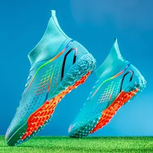 Youngsters' High-Top Soccer Cleats - Turf Sneakers for Boys & Girls, Anti-Slip, Durable Sneakers with Breathable Mesh Upper and Colorful Accents, Ideal for School Sports(Sports & Outdoor)