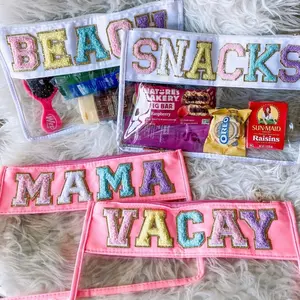 Clear Snacks Pouch with Zipper, Transparent Pouch with Patches