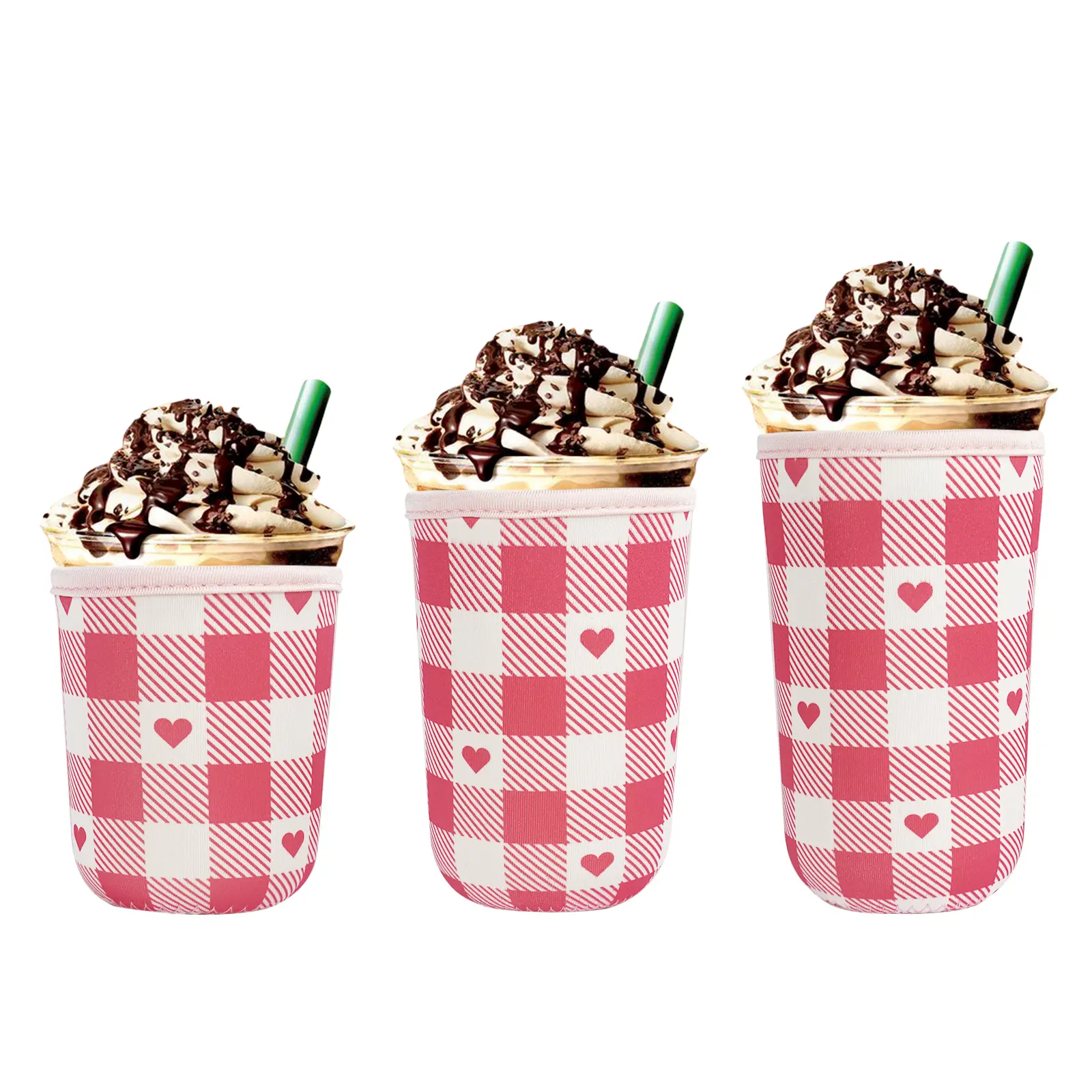 3 Pcs Cute Reusable Iced Coffee Sleeve,,Neoprene Sleeve for Cold&Hot Drink, Valentines Day Gifts for Her Drinkware Tumbler Mug Bottles