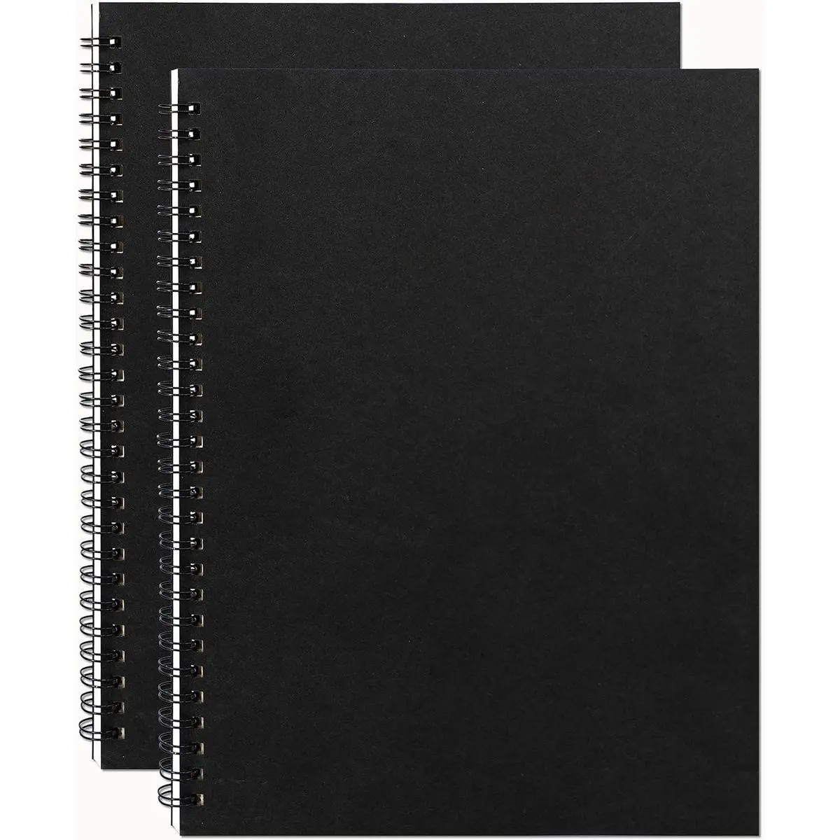10 inch x 7.5 inch, 100GSM, Blank Spiral Notebook, 2-Pack, Soft Cover, Sketch book, 50 Pages / 25 Sheets, (Black)