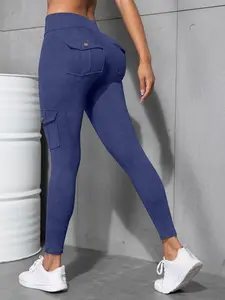 Women's Pocket Leggings, High Waist Leggings, Casual Comfy Breathable High Stretch Skinny Pants for Yoga Gym Workout Running, Ladies Bottoms for All Seasons, Tight Leggings, Gym Sportswear Bottoms, Dynamic Leggings