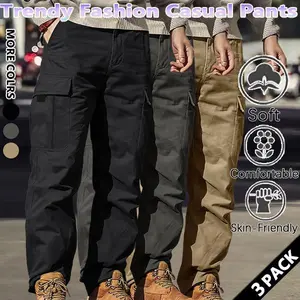 Men's Casual Cargo Pants in Woven Fabric, Spring & Fall Wear, Comfortable Fit, Stylish Design for Daily Use