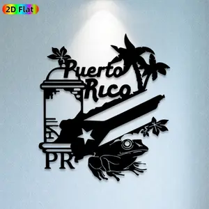1pc Puerto Rico Map Metal Wall Art, Wall Decoration, Statue Mural, Ideal Gift for New Year, Christmas, Puerto Rico Culture Enthusiasts, Rust-Resistant Metal Wall Decor Wall Sculptures, Perfect for Home Wall & Garden Fence, Holiday Wall Decor