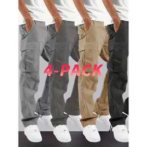 Men’s 4-pack cargo pants, loose fit, multiple pockets, machine washable—ideal for outdoor activities in spring and autumn. Menswear trousers/sweatpants. Father’s Day gift. Spring Statements.