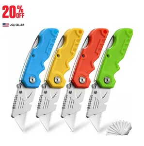 4-Pack Folding Utility Box Cutter Set with 10 Extra Blades – Durable Grip Handle for Carton, DIY & Craft Use