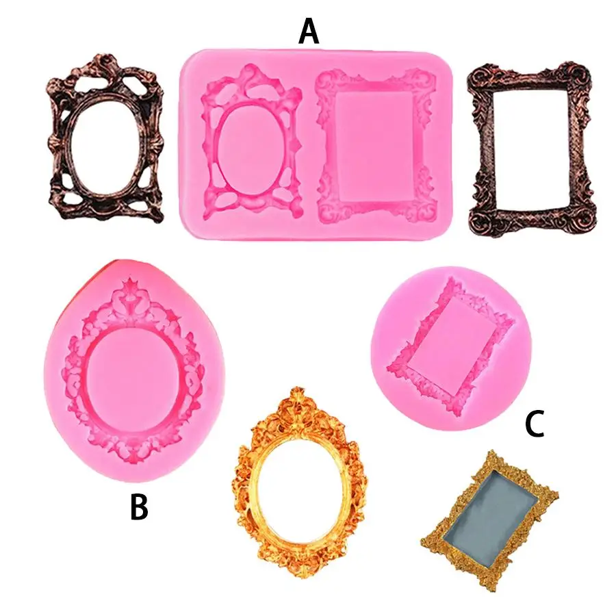 Vintage Frame Shaped Silicone Mold (1 Count), Baking Fondant Mold, Cake Decorating Mold, DIY Crafts Baking Mold for Chocolate, Candy, Fondant, Pastry,