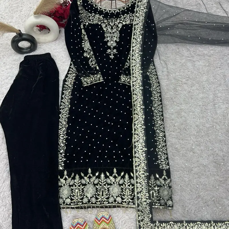 embroidered velvet pakistani dresses - TikTok Shop