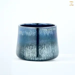 Baiding Kiln Water Sprout & Latent Grain Spinning Teacup | Tenmoku Glaze Master Cup with Swivel Base | Handcrafted Chinese Gongfu Teaware