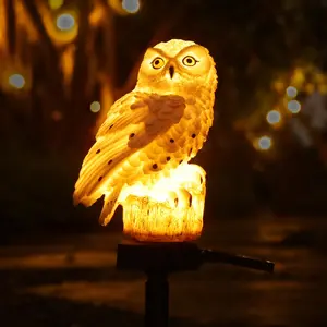 ISUNMEA Solar Powered Garden Owl Decor - Outdoor Yard Statue for Outside Lawn Ornament Patio Decorative Waterproof Halloween Decorations Stake Bird Lights for Landscaping Backyard Christmas   Solar Waterproof Lamp Post Lights