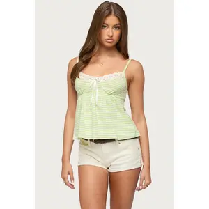 Cindee Contrast Striped Babydoll Tank Top