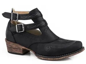 Womens All Over Vintage Black Shorty Boot