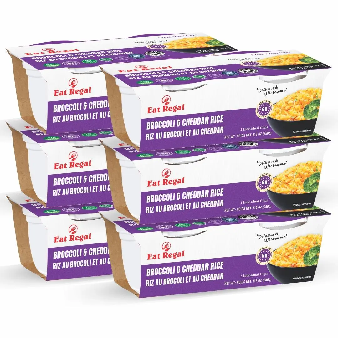 Eat Regal Broccoli & Cheddar Rice Cup, Gluten-Free, Ready in 1 Minute, 8.8 Oz, Pack of 6