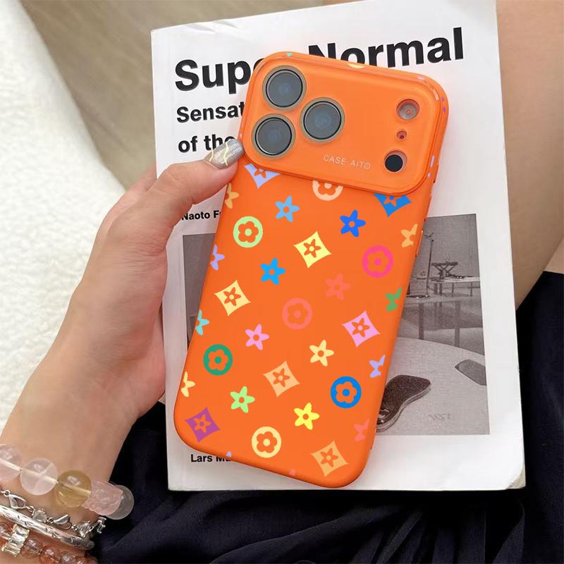 Trendy unique colorful Monogram Pattern Solid Color Phone Case with Ultra Skin friendly Touch, All Inclusive Lens Phone Case Suitable for Apple 17 16 15 14 13 12