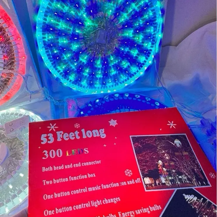 Musical Christmas String LED Lights - 300 Mini Multi-Color Bulbs, 53ft, Plays Classical Holiday Songs, Built-In 3A Fuse, Button-Controlled, Long-Lasting Festive Decor for Christmas Trees, Doorways, Indoors, Switch, Multicolor