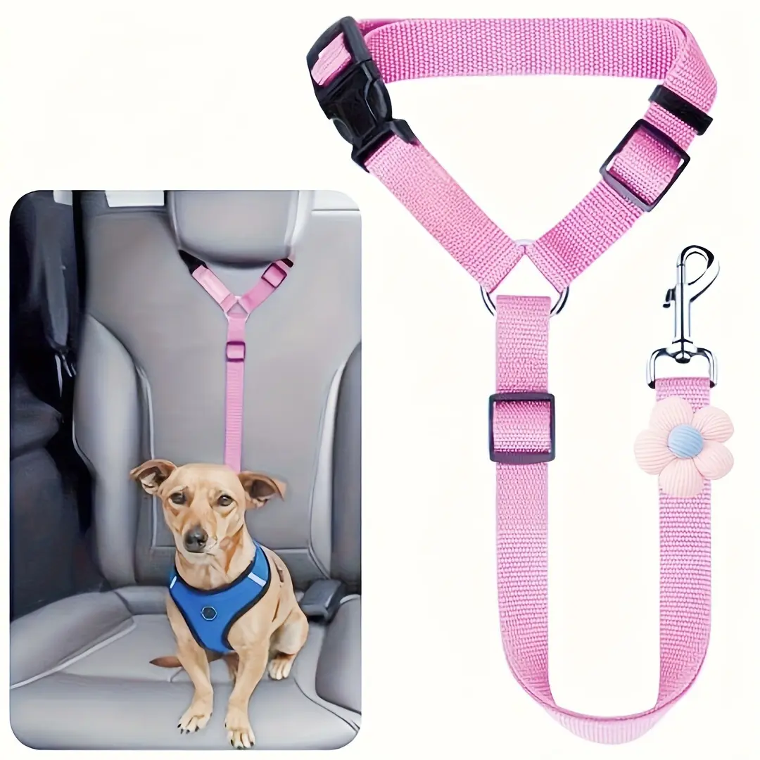 Pawzseek Dog Car Seat Belt Harness - Adjustable Universal Detachable Pet Strap, Versatile Use for Travel, Easy to Operate, Secure Ride, Enhanced Safety & Driver Distraction Prevention, Hand Wash, Prevents Accidents
