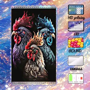 DIY 5D plush, AB diamonds, fairy dust diamonds, crystal diamonds, colored rooster portrait diamond embroidery, diamond painting handmade kit, special craft diamond art set, wall decoration, gift for family, loved ones, and friends.