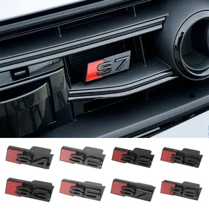 3D Abs Car Grille Engine Hood Emblem Sticker Decal, Compatible with Audi S3 S4 S5 S6 S7 Rs Series R8 Models, S Logo Car Styling Accessory
