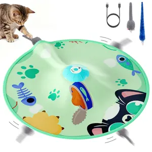 4 Speed Interactive Hide and Seek Cat Toy with Moving Mouse Electronic Motion Concealed Teaser Wand Cat Toy