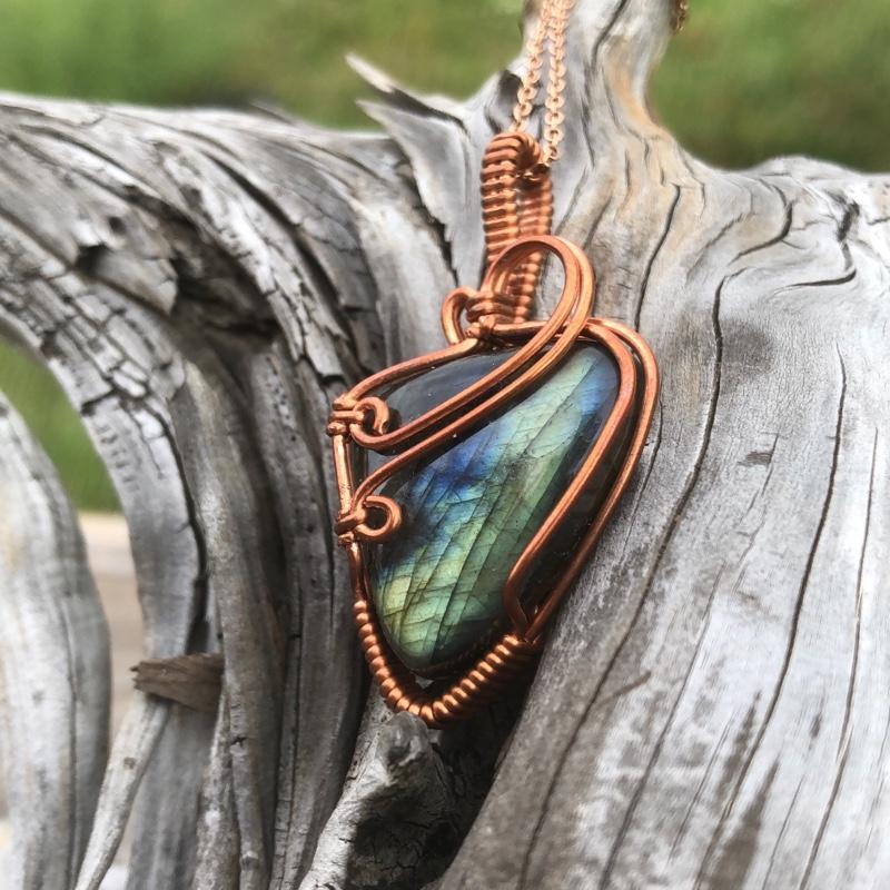 Labradorite and copper wire necklace